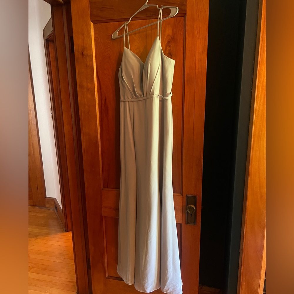 Azazie Adella Bridesmaid Dress, Dolphin Gray, Size A8, Gently Used